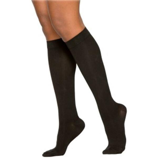 Sigvaris Cotton 232CLLW99-S 20-30 mmHg Womens With Grip Top Socks- Black - Large- Long 232CLLW99/S